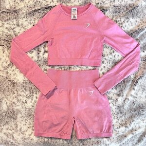 Gymshark Vital Seamless Pink Crop Top & Shorts Set